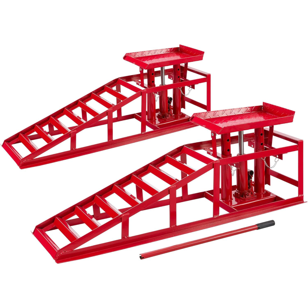Hydraulische Auffahrrampe mit Wagenheber Hebeplattform 2 t Tragfähigkeit höhenverstellbar für PKW und Kleintransporter