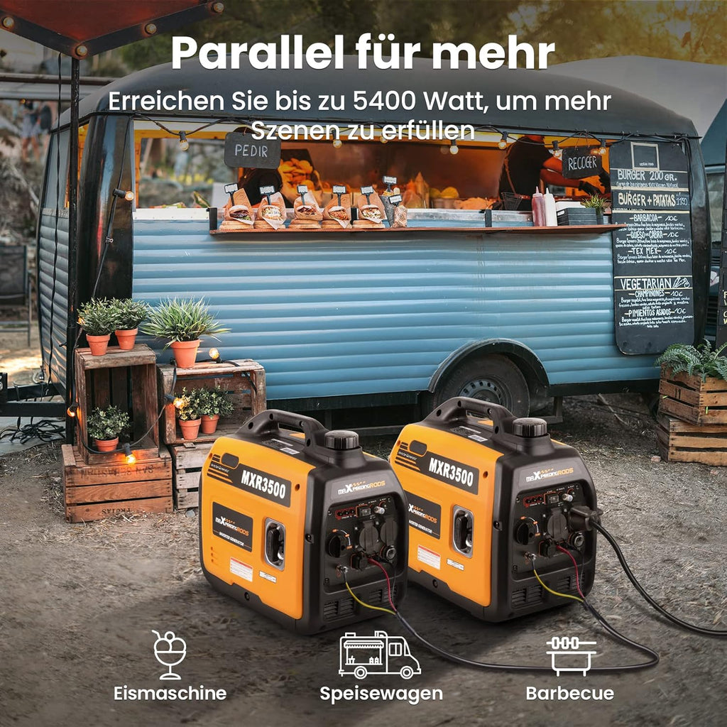 Inverter Stromgenerator MXR3500 3300W Benzin 4-Takt mit 230V Steckdosen USB Anschluss und Eco-Modus