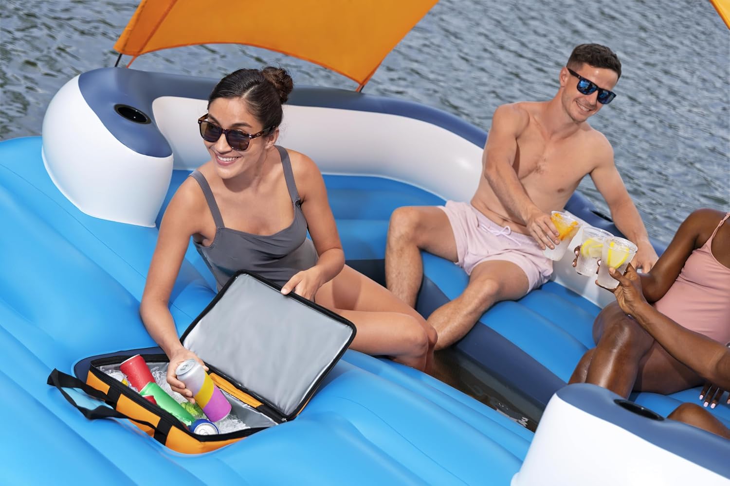 Aufblasbare Badeinsel Hydro-Force Tropical Breeze 43105 für bis zu 6 Personen 389 x 274 cm PVC mit Sonnendach