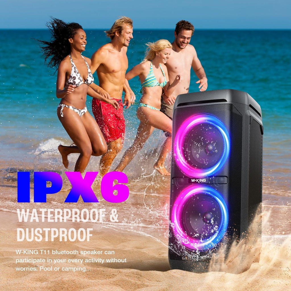 Bluetooth Lautsprecher 240W Max T11 IPX6 115dB Subwoofer RGB Licht Mikrofon Gitarren Eingang für Party