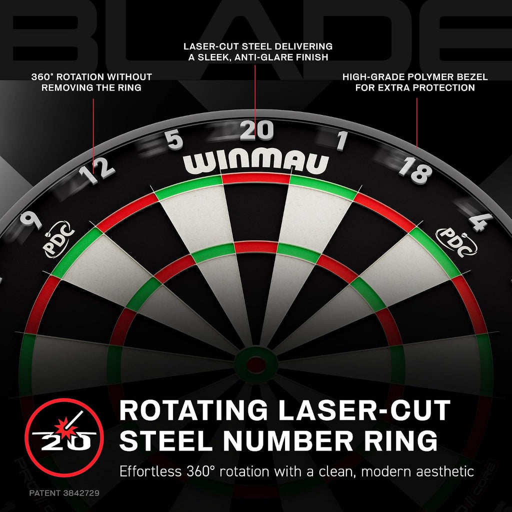 Steeldartscheibe Blade X Pro Core 3061 aus Sisal 48 x 48 cm mit Rota-Lock Montage Flights und Case