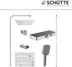 Duschsystem Thermostat OCEAN 60531 Regendusche 30x30cm Glasablage Duschsäule Chrom Anthrazit Wandmontage 80-120cm Stange