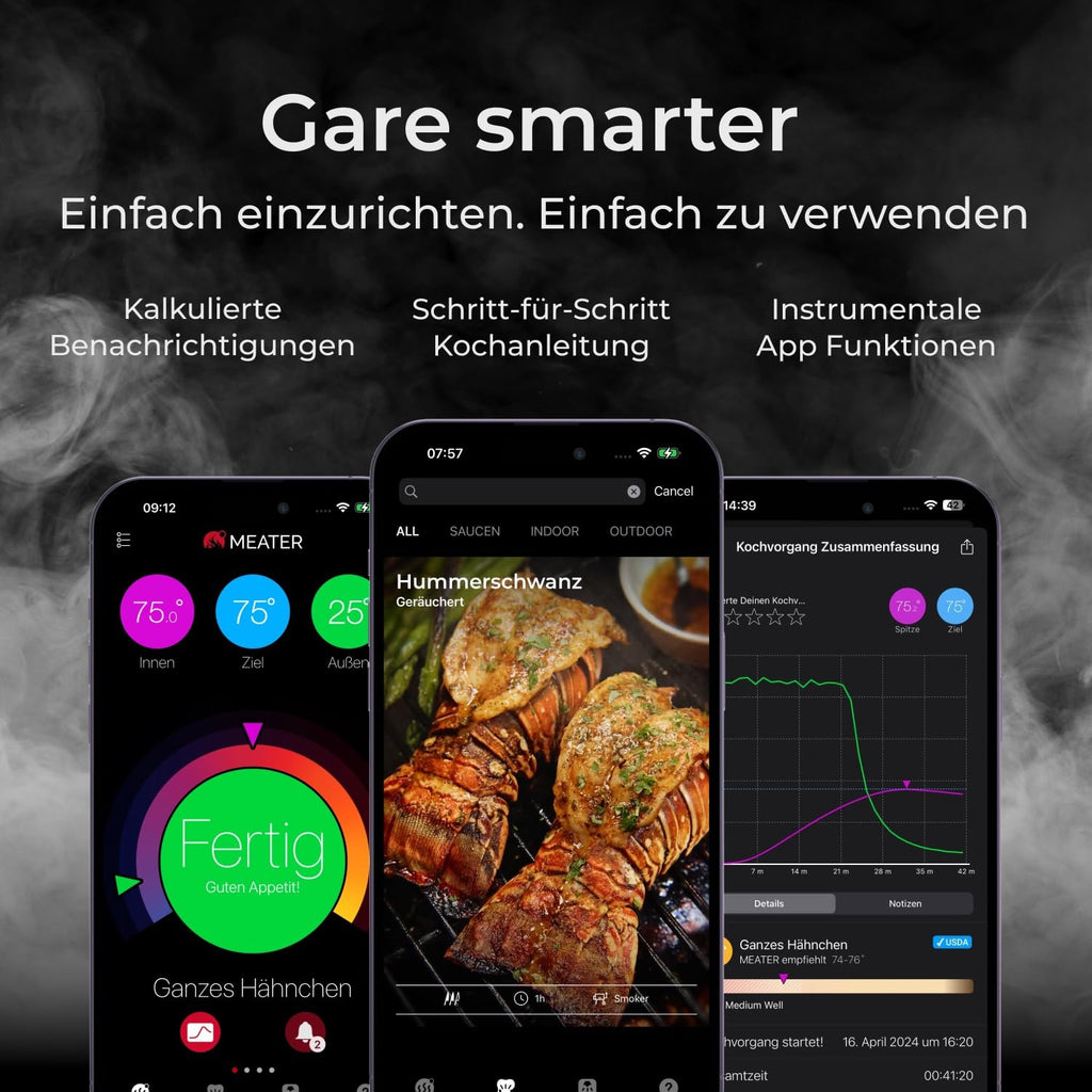 Fleischthermometer Pro Duo OSC-MT-MD201 digital kabellos WiFi 2 Sonden 550°C App Bambus