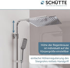 Duschsystem Thermostat OCEAN 60531 Regendusche 30x30cm Glasablage Duschsäule Chrom Anthrazit Wandmontage 80-120cm Stange