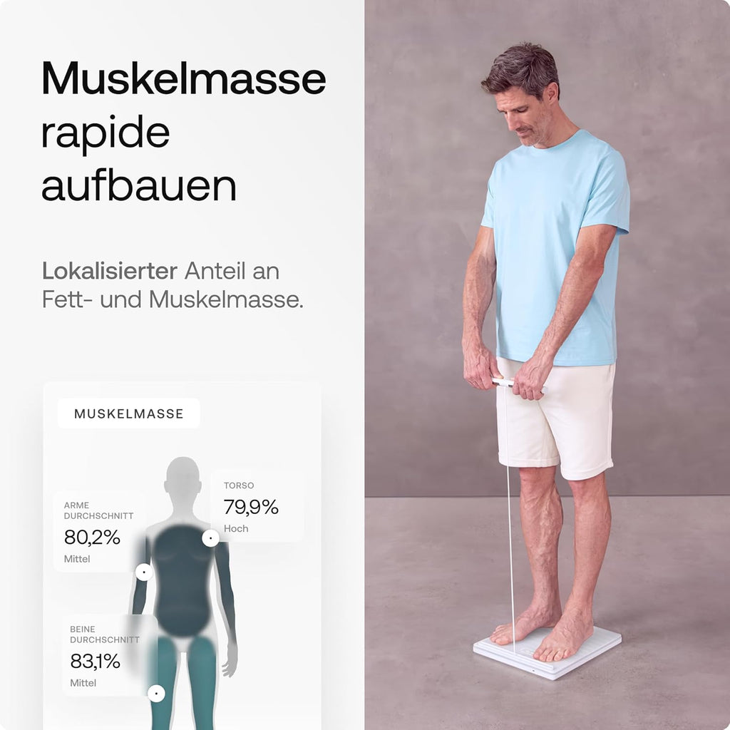 Vernetzte Personenwaage Körperzusammensetzung Body Scan WLAN BIA Körperfett Muskelmasse Wasseranteil EKG segmentale Analyse 6-Kanal