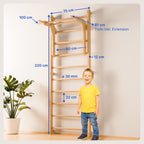 Sprossenwand mit Klimmzugstange Dip Erweiterung Holz Kletterwand Erwachsene Kinder bis 150kg