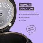Digitaler Reiskocher und Dampfgarer Multikocher 1,5 L 12 Programme Warmhaltefunktion Timer Keramik Innentopf