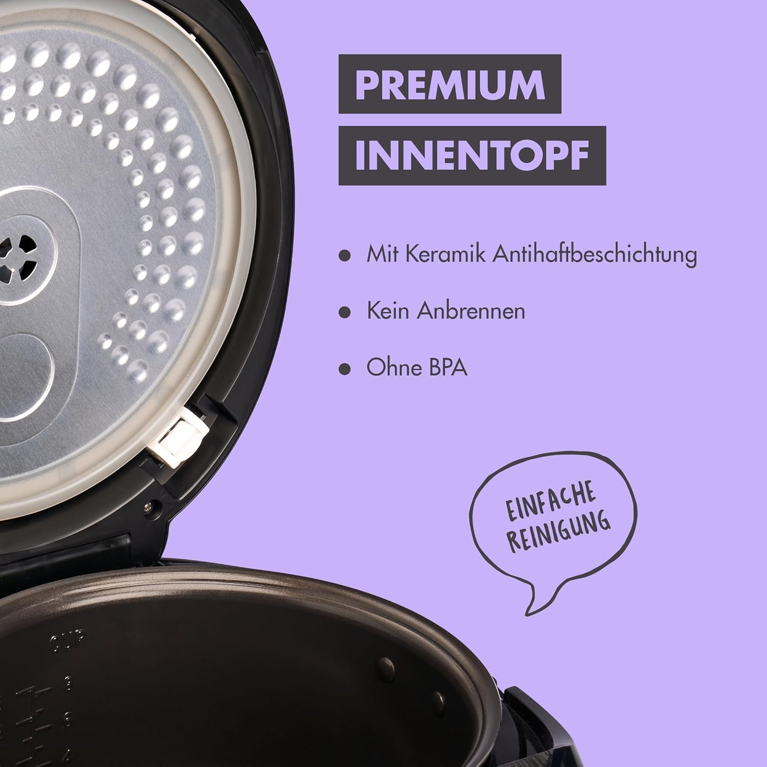 Digitaler Reiskocher und Dampfgarer Multikocher 1,5 L 12 Programme Warmhaltefunktion Timer Keramik Innentopf