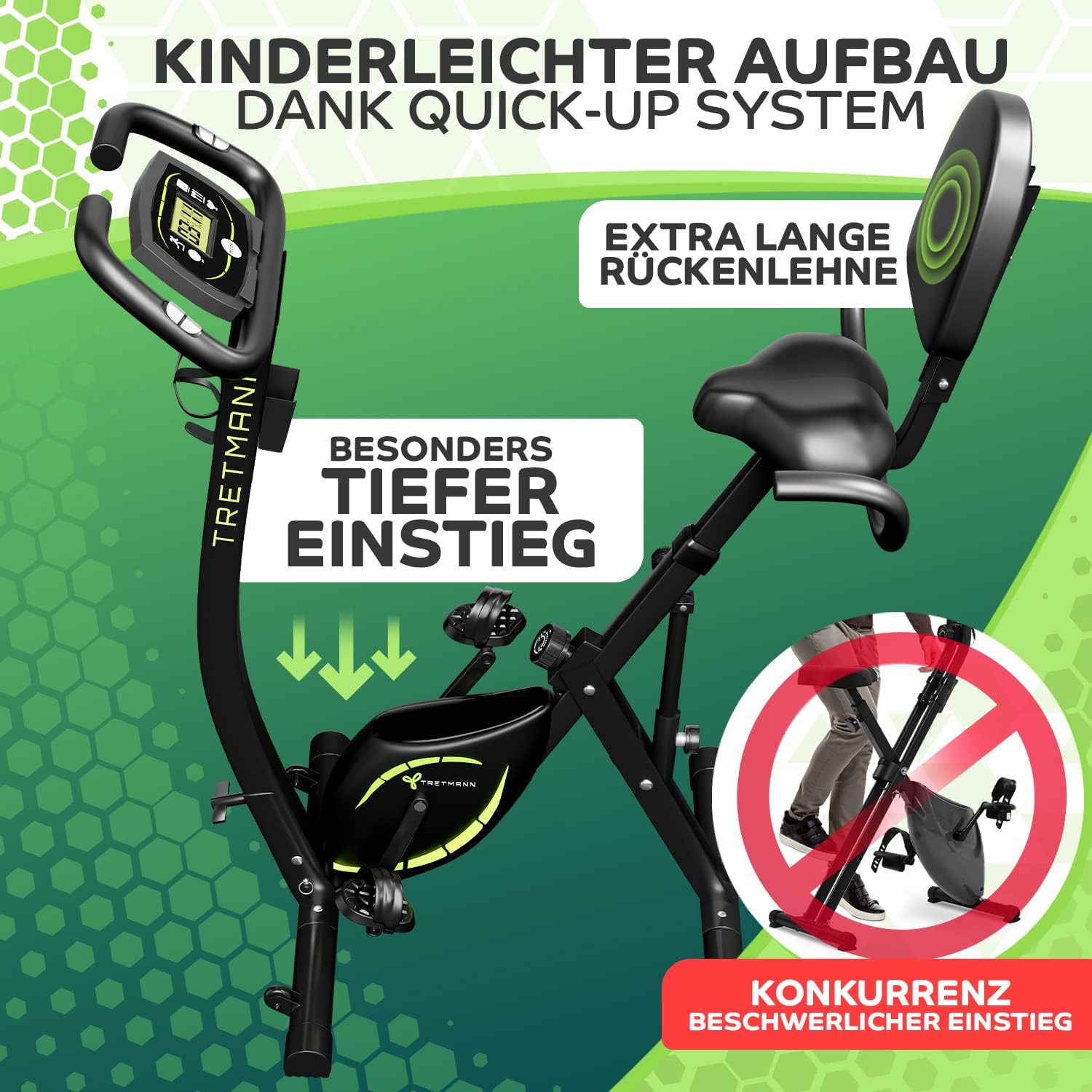 3in1 Heimtrainer Fahrrad klappbar Cyclette Liegeergometer Magnetwiderstand 140 kg Belastbarkeit verstellbarer Sitz