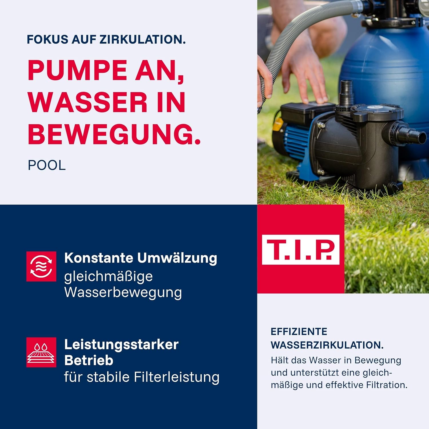 Poolpumpe mit Vorfilter SPP 600 FT 13000 l/h Fördermenge für Pools bis 40 m³ 600 W selbstansaugend mit Timer