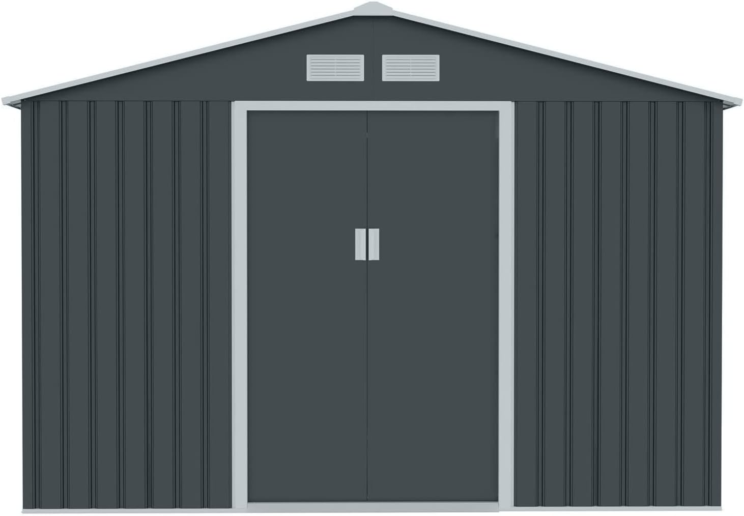 Metall Gerätehaus S200 XXL 277x191x192 cm Gartenhaus Geräteschuppen Satteldach Anthrazit Outdoor