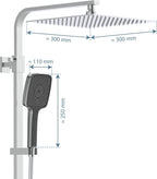 Duschsystem Thermostat OCEAN 60531 Regendusche 30x30cm Glasablage Duschsäule Chrom Anthrazit Wandmontage 80-120cm Stange