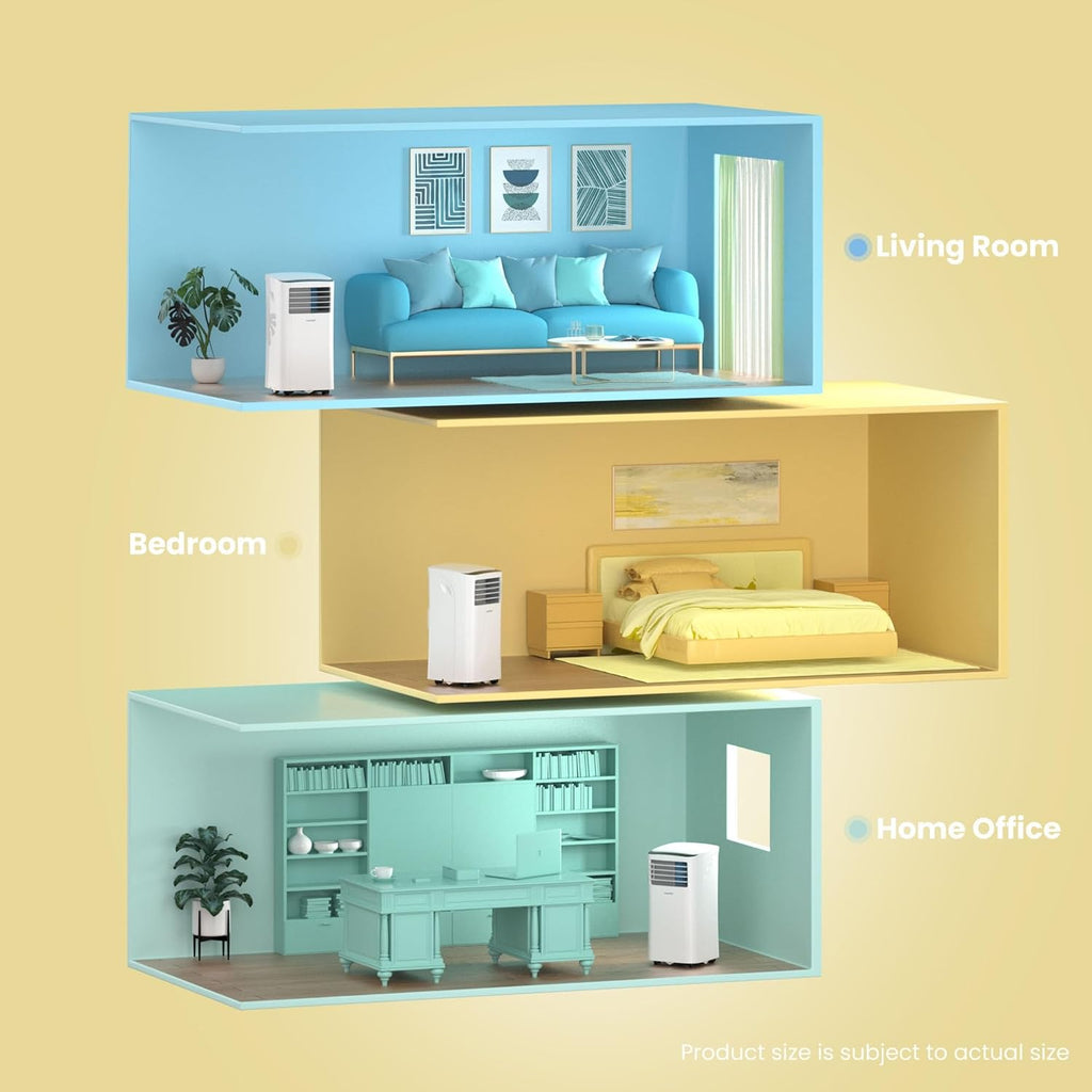 Mobiles Klimagerät 9000 BTU MPPH-09CRN7 3 in 1 Kühlung Entfeuchtung Ventilation 31 qm Raum 63 dB Abluftschlauch