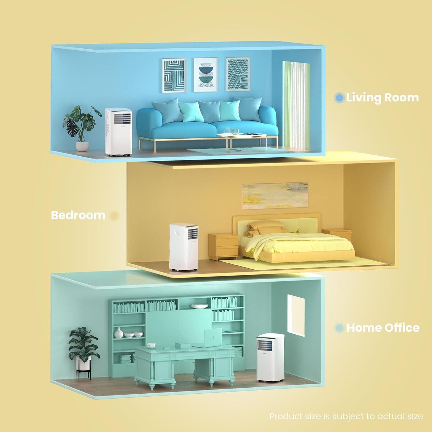 Mobiles Klimagerät 9000 BTU MPPH-09CRN7 3 in 1 Kühlung Entfeuchtung Ventilation 31 qm Raum 63 dB Abluftschlauch