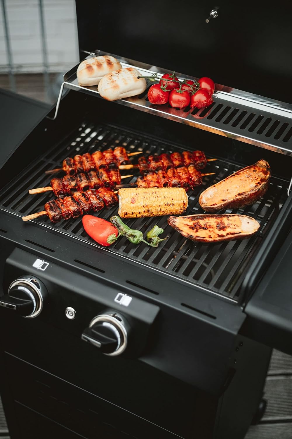 Elektrogrill eCRAVE 2 97116 2 Heizelemente 1300W 2-Zonen Grill Gussrost Grillwagen mit Stauraum Thermometer