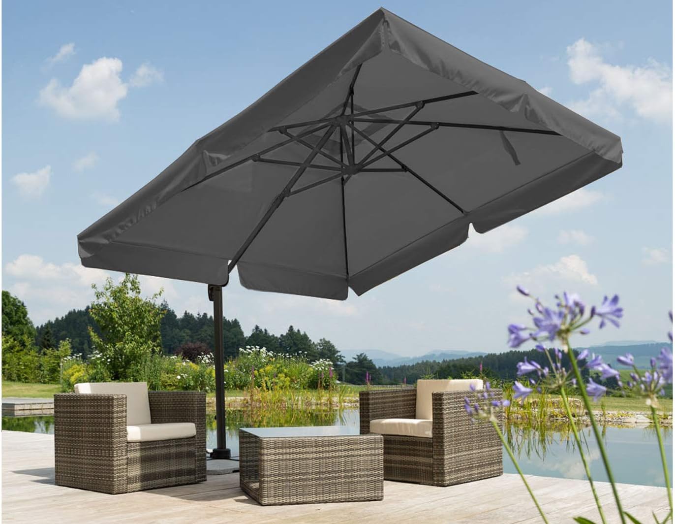Sonnenschirm 300x300 cm quadratisch mit Alu Stahl Gestell Polyester UV Schutz 50+ anthrazit 782-15