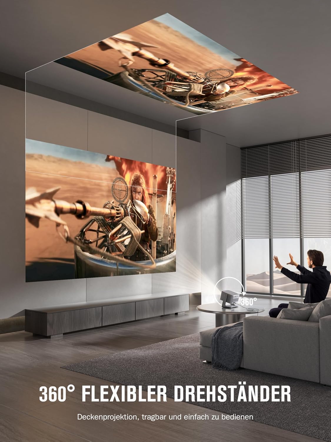 Projektor 1080P Heimkino A5 4K Unterstützung Autofokus WiFi 6 Bluetooth Dolby Audio verstellbarer Standfuß
