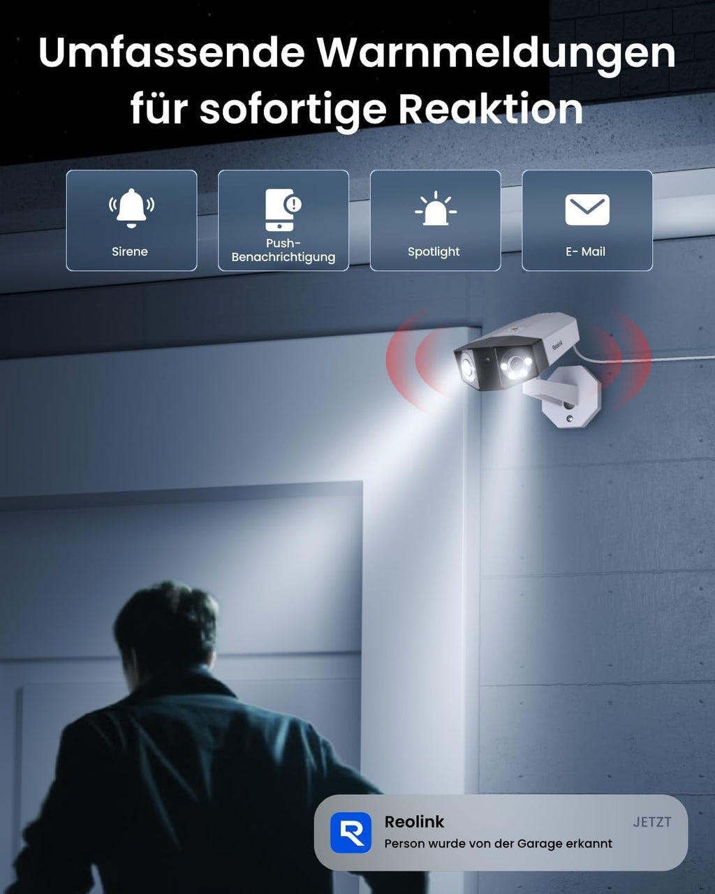 Überwachungskamera Duo 3 PoE 16MP Dual-Objektiv 180° Panorama Außenbereich Bewegungserkennung Personen Fahrzeug Tier 24/7 Aufnahme