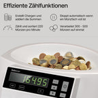 Münzzähler und Münzsortierer 1250 für Euro-Münzen mit automatischer Zählfunktion und Sortierung nach Stückelung