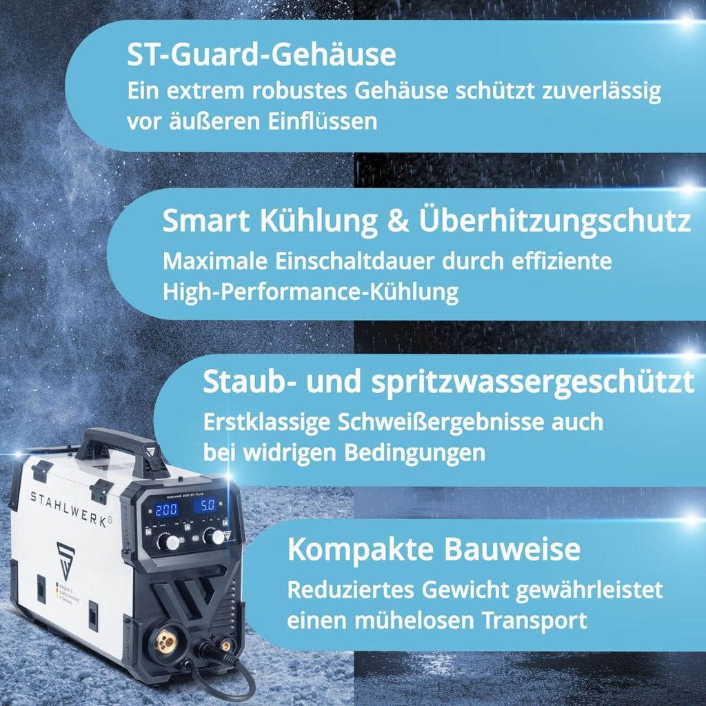 MIG MAG Schweißgerät 200A IGBT Inverter FLUX Lift TIG MMA synergischer Drahtvorschub 230V Metall