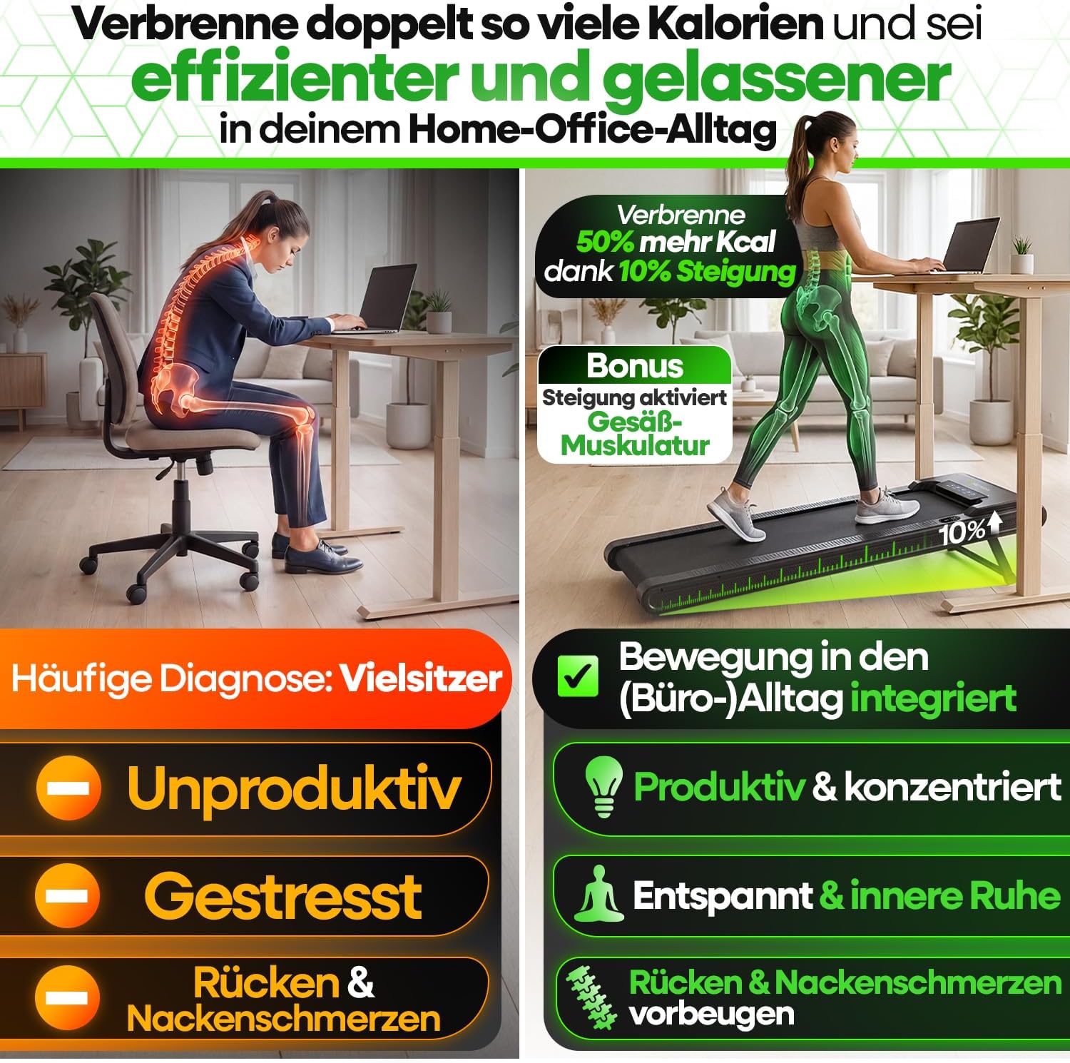 Walking Pad Pro Laufband klappbar mit 10 % Steigung 150 kg Tragkraft Bluetooth App 6 km/h