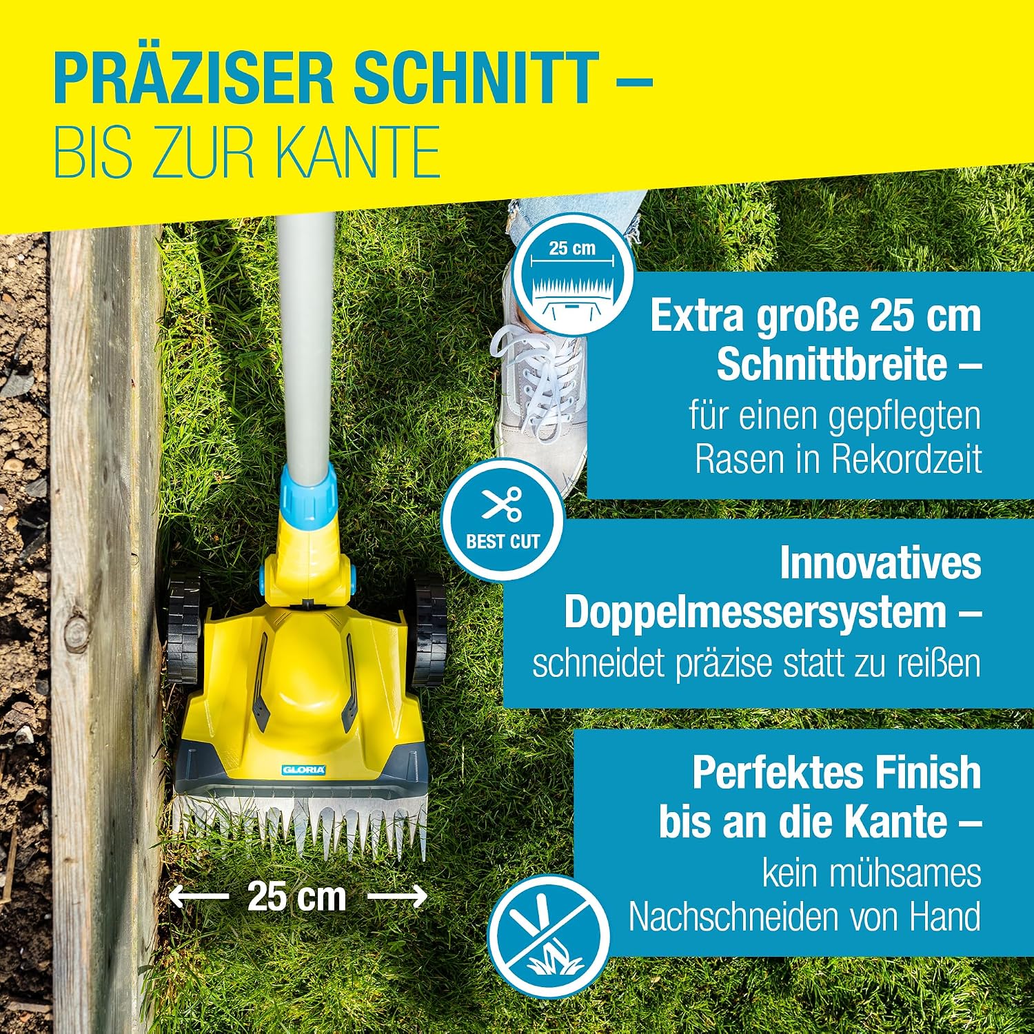 Akku Rasentrimmer und Kantenschneider FineCut 18 V 25 cm Schnittbreite mit Akku und Ladegerät