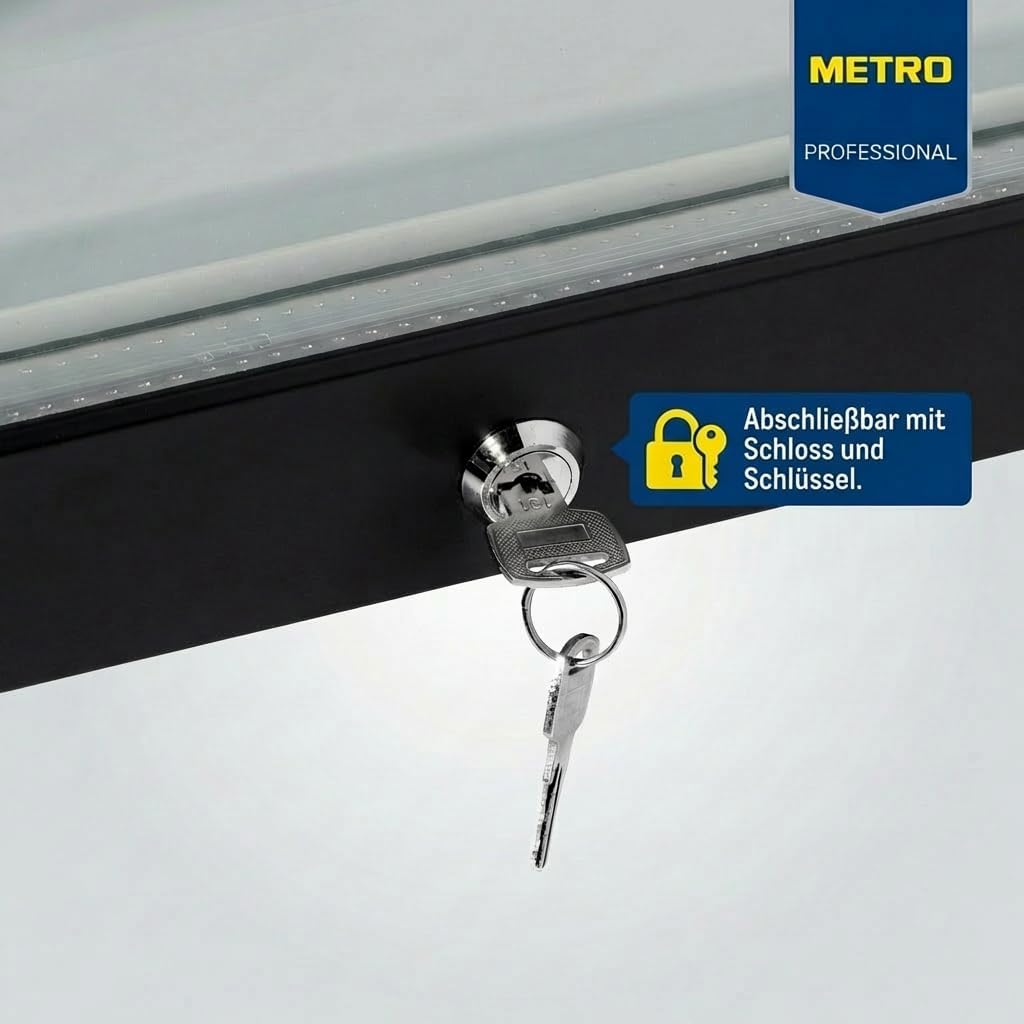 Getränkekühlschrank GSC4280B 280L Glas Tür belüftete Kühlung 6 verstellbare Regale Schloss Schwarz freistehend