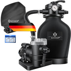 Sandfilteranlage Poolfilter 10200 l/h 400 W 20 L Tank 7 Wege Ventil mit Druckanzeige für Pools bis 60000 L Adapter Ø32–38 mm und Abdeckhaube