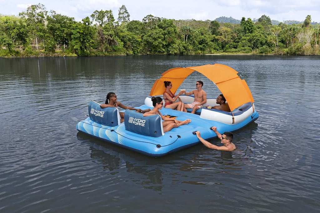 Aufblasbare Badeinsel Hydro-Force Tropical Breeze 43105 für bis zu 6 Personen 389 x 274 cm PVC mit Sonnendach