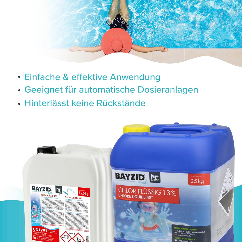 Pool Flüssigchlor SW538-2022 4 x 25 kg mit 13–15 % Aktivchlorgehalt