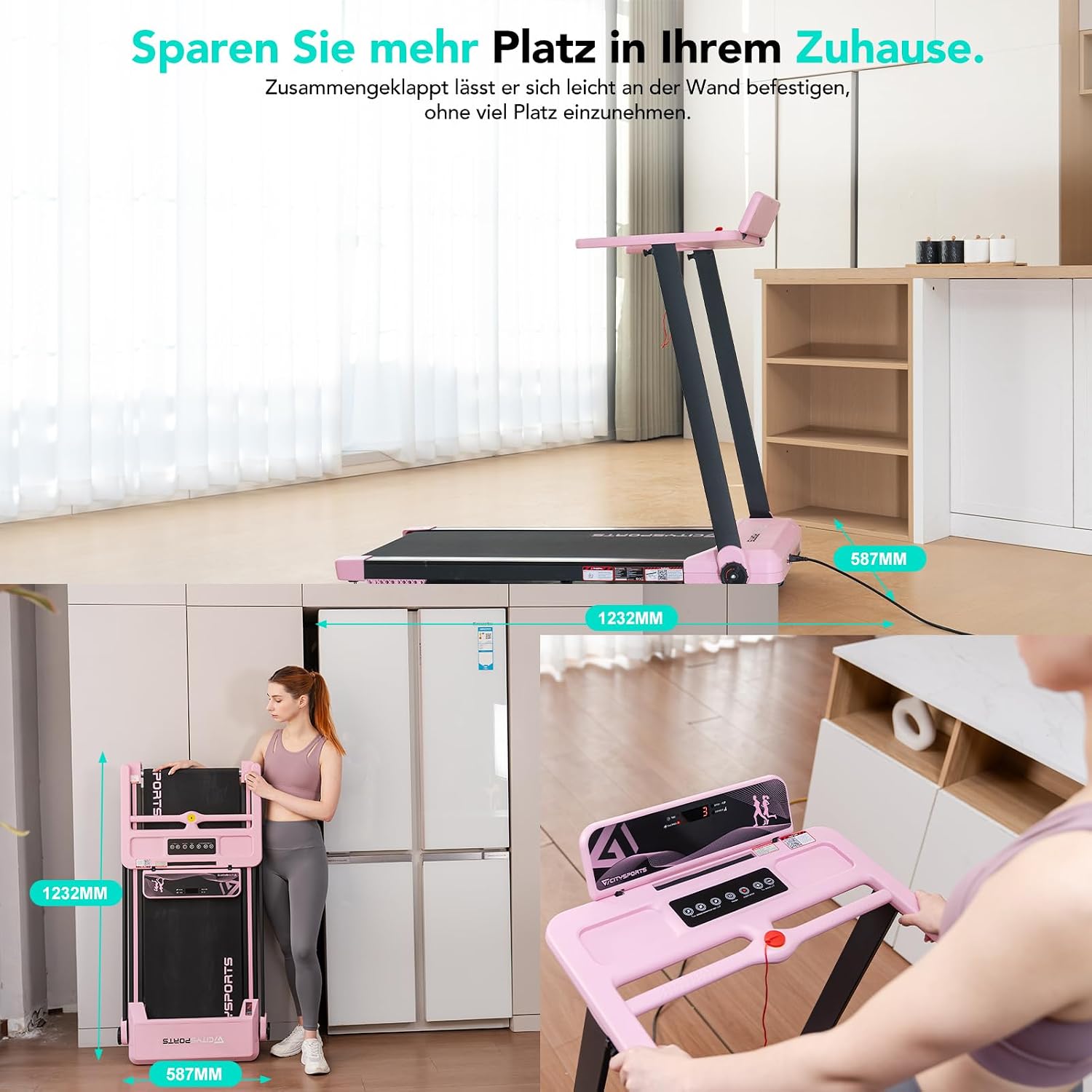 Elektrisches Laufband klappbar CS-WP9 12 km/h 1400 W Walking Pad 110 kg LED Anzeige App Steuerung