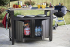 BBQ Beistelltisch XL mit Edelstahl-Arbeitsplatte 134 x 51,7 x 89,6 cm Wetterfest 298 L Stauraum