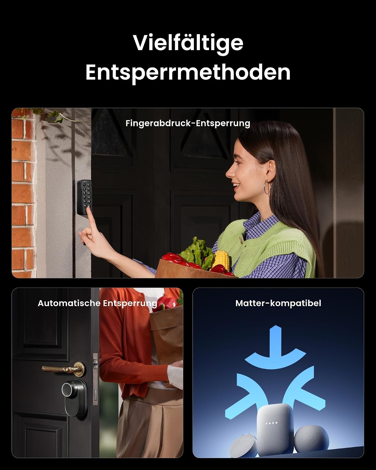Smart Türschloss Lock Ultra mit Keypad Fingerabdruck WiFi Matter elektronischem Riegel und App Steuerung