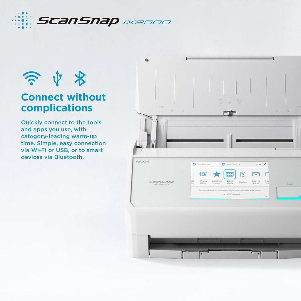 Dokumentenscanner iX2500 A4 Duplexscanner 45 Seiten/Min 600 dpi WLAN USB Bluetooth mit 100-Blatt-ADF