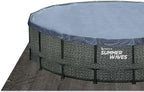 Rundpool Frame Pool Set 488x122 cm Rattanoptik mit Filterpumpe Leiter Abdeckplane Bodenvlies Reinigungsset