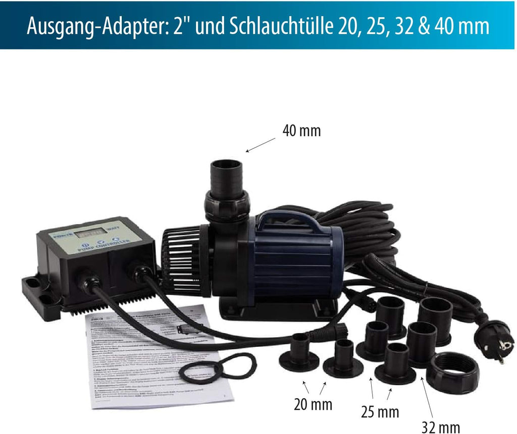 Teichpumpe regelbar DM-22000 Vario S 22000 l/h 7,5 m Förderhöhe 70-200W externer Controller für Teichfilter