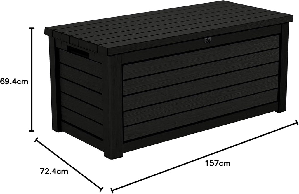 Aufbewahrungsbox 623 L Kissenbox Garten Kunststoff Deckel mit Gasdruckfedern belastbar bis 272 kg wetterfeste Stauraumbox für Outdoor
