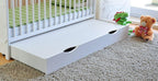 Babybett mit Schublade höhenverstellbar 120x60 cm umbaubar zum Juniorbett mit Matratze und Zahnschienen Weiß