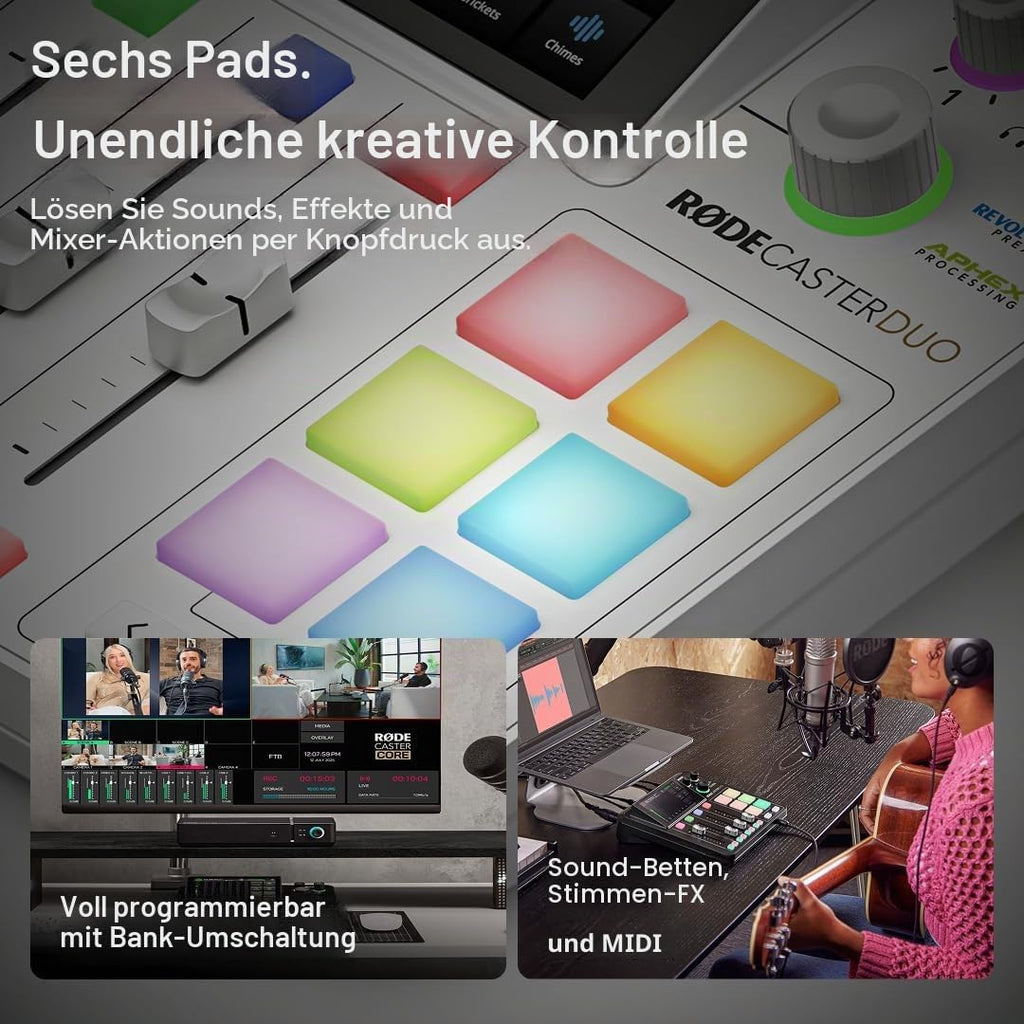 Audio Produktionssystem RØDECaster Duo RC Duo 4-Kanal Mixer mit USB-C Bluetooth Wi-Fi Dual USB und Touchscreen