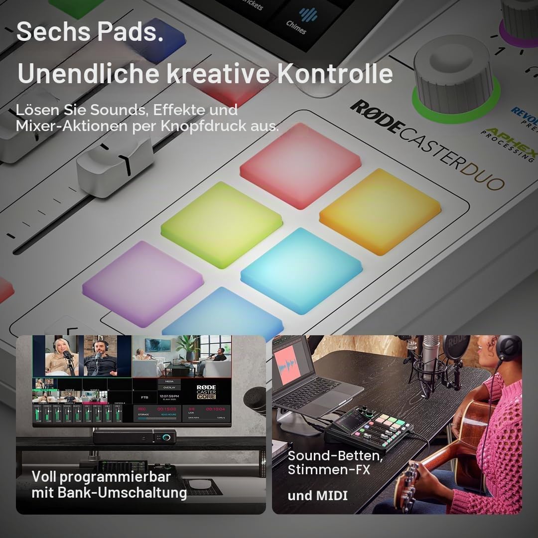 Audio Produktionssystem RØDECaster Duo RC Duo 4-Kanal Mixer mit USB-C Bluetooth Wi-Fi Dual USB und Touchscreen