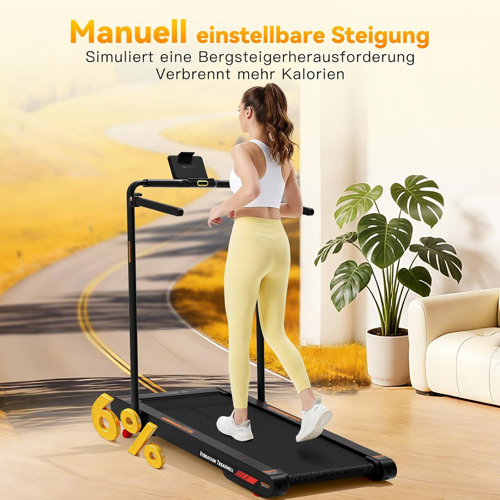 Schreibtisch Laufband 0,5–12 km/h mit 6 % Steigung 750 W App Steuerung Fernbedienung und Vibrationsmodi