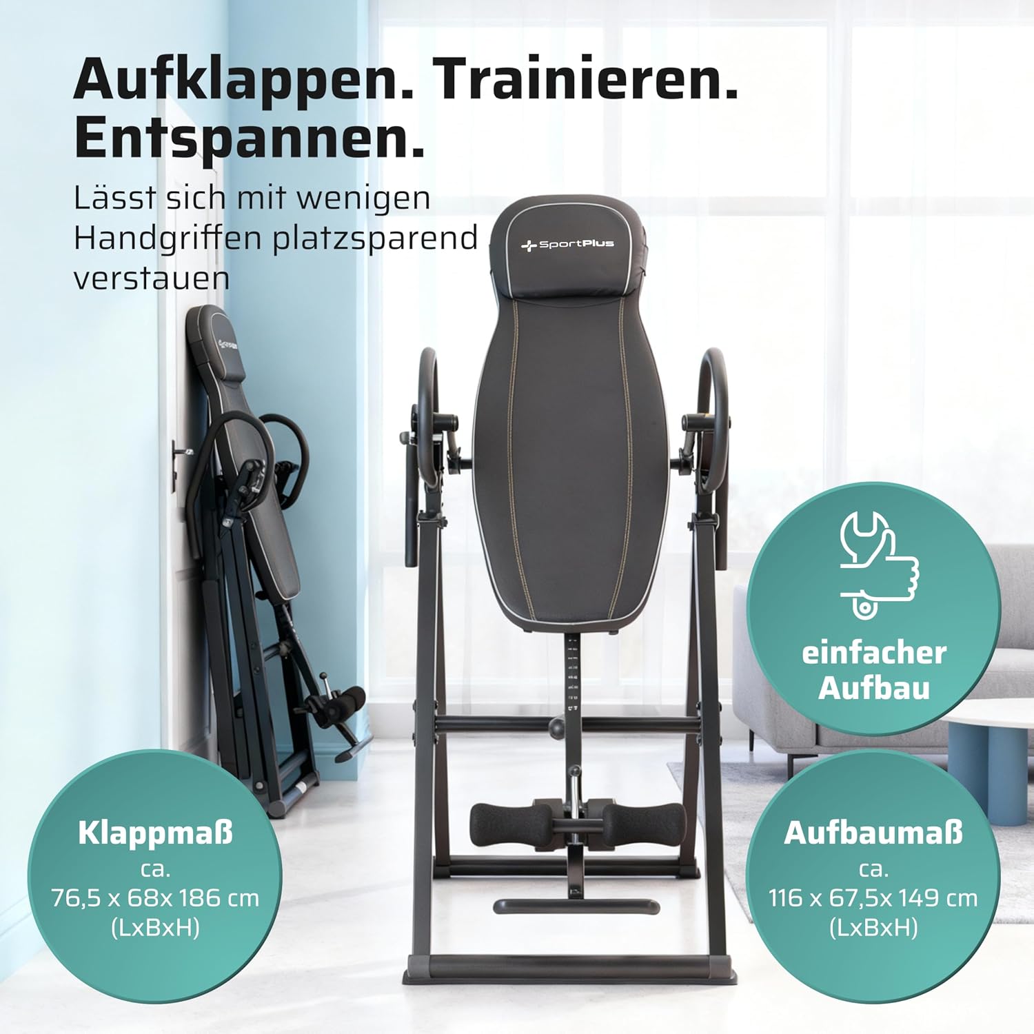 Inversionsbank klappbar SP-INV-1100-B Schwerkrafttrainer Rückenstrecker 4 Winkel bis 135 kg