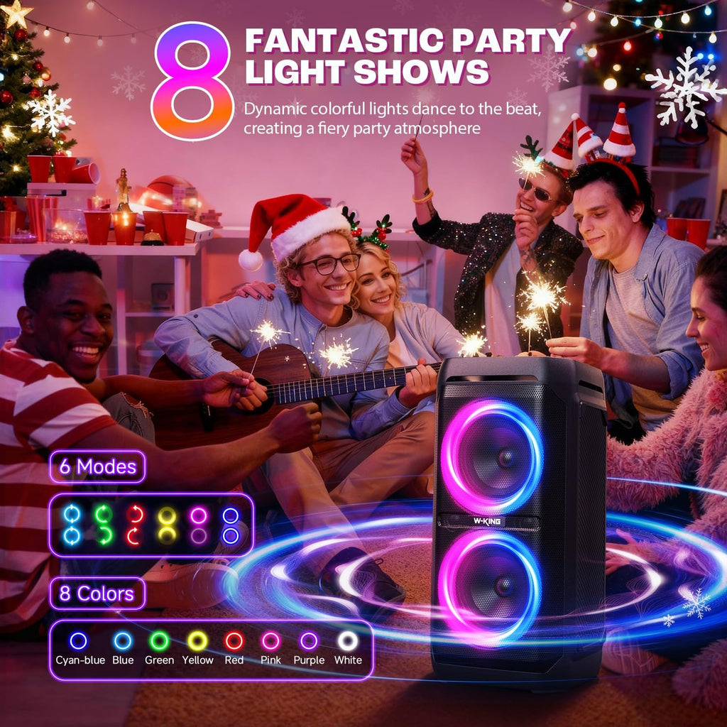 Bluetooth Lautsprecher 240W Max T11 IPX6 115dB Subwoofer RGB Licht Mikrofon Gitarren Eingang für Party