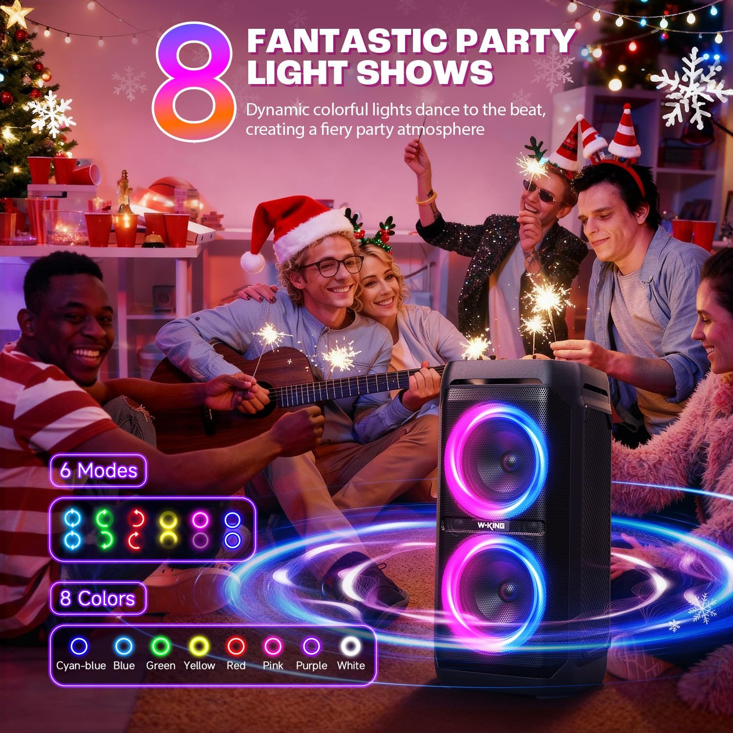 Bluetooth Lautsprecher 240W Max T11 IPX6 115dB Subwoofer RGB Licht Mikrofon Gitarren Eingang für Party