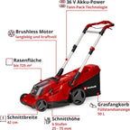 Akku-Rasenmäher RASARRO 36/42 Kit 36V 42 cm Schnittbreite für bis zu 725 m² Brushless Motor mit 2x 5,2 Ah Akku und Twincharger