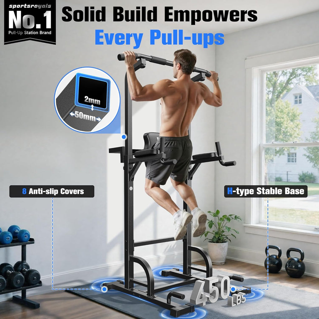 Power Tower Dip-Station Klimmzugstange Heimtraining FB-19YTXS02 Stahlrahmen bis 204 kg Belastbarkeit