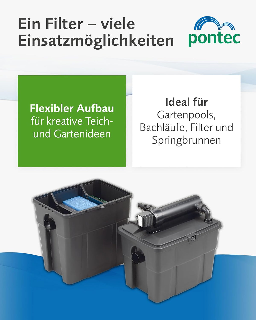 Teichfilterset mit Filterpumpe und Durchlauffilter MultiClear Set 8000 1500 l/h für Garten- und Teichpflege