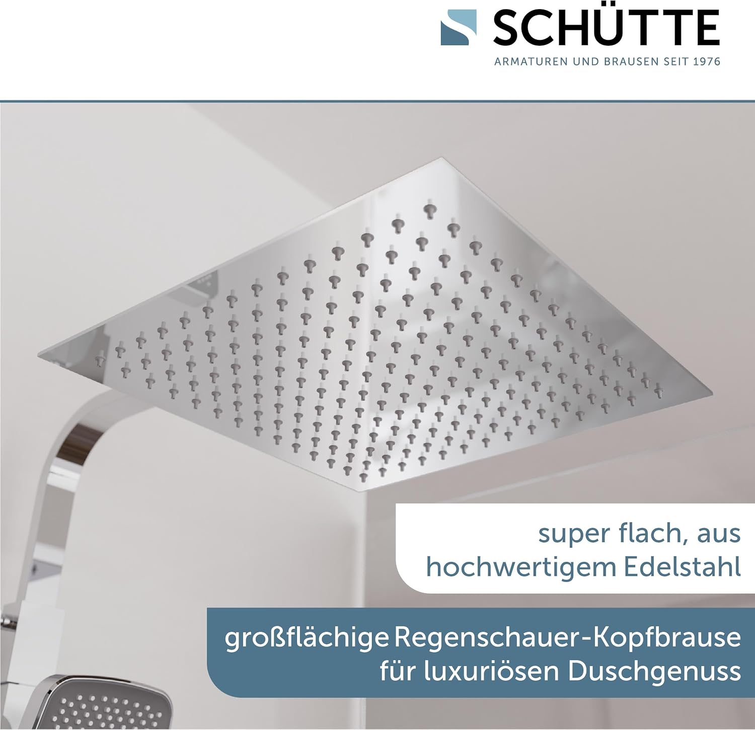 Duschsystem Thermostat OCEAN 60531 Regendusche 30x30cm Glasablage Duschsäule Chrom Anthrazit Wandmontage 80-120cm Stange