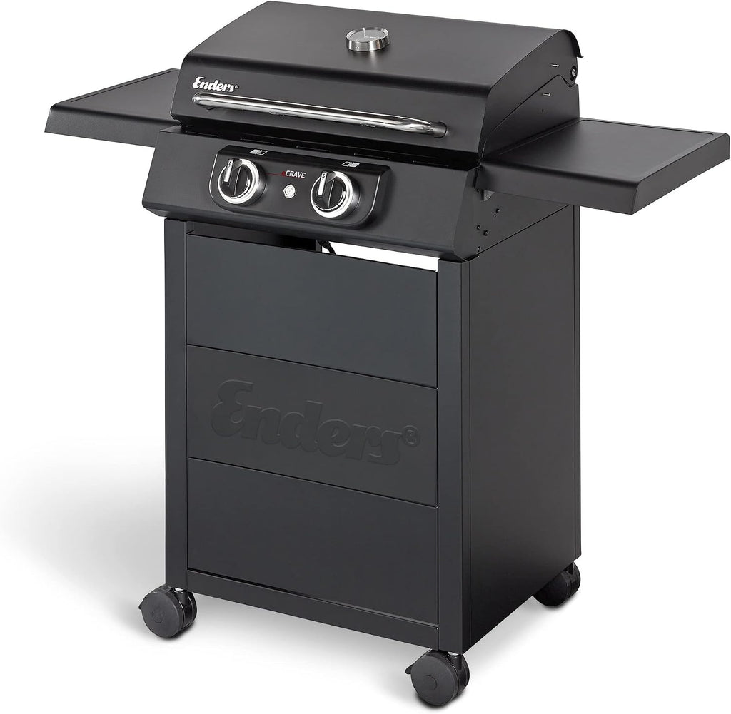 Elektrogrill eCRAVE 2 97116 2 Heizelemente 1300W 2-Zonen Grill Gussrost Grillwagen mit Stauraum Thermometer