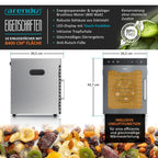 Dörrautomat Edelstahl 10 Etagen 800 W 30–90°C mit Timer Umluftfunktion 8400 cm² Dörrfläche